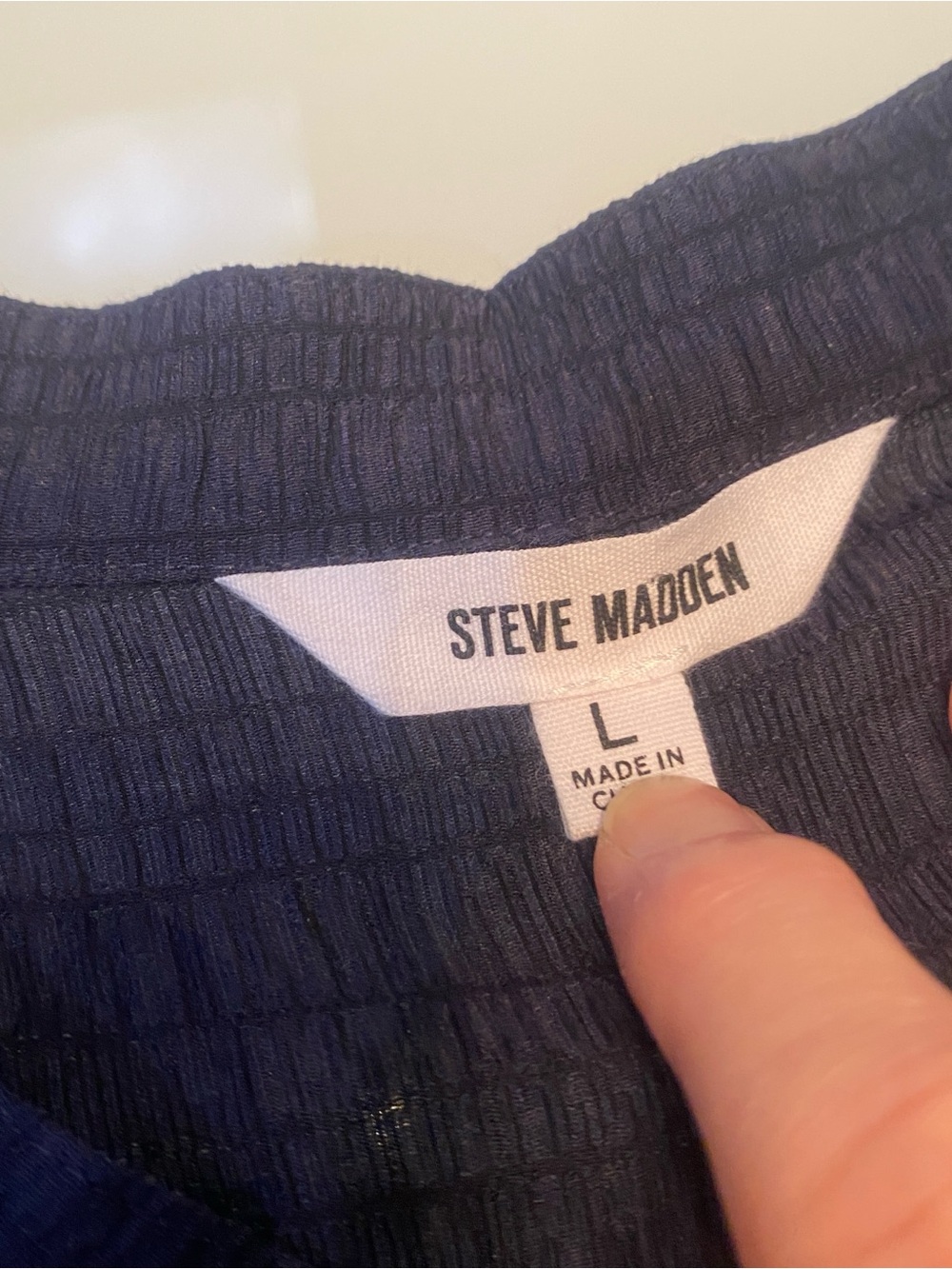 Steve Madden Navy Blue Crinkle Textured Sheer Long Sleeve Mini Shift Dress L - Picture 2 of 8